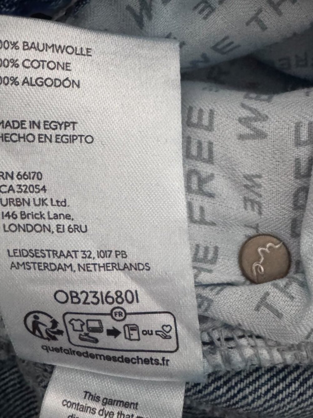 We The Free Wide Leg Button Fly Jeans – Size 30 – Medium Wash - Picture 7 of 7